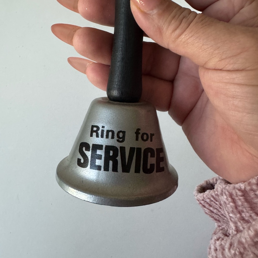 Silver Service Bell with Black Handle
